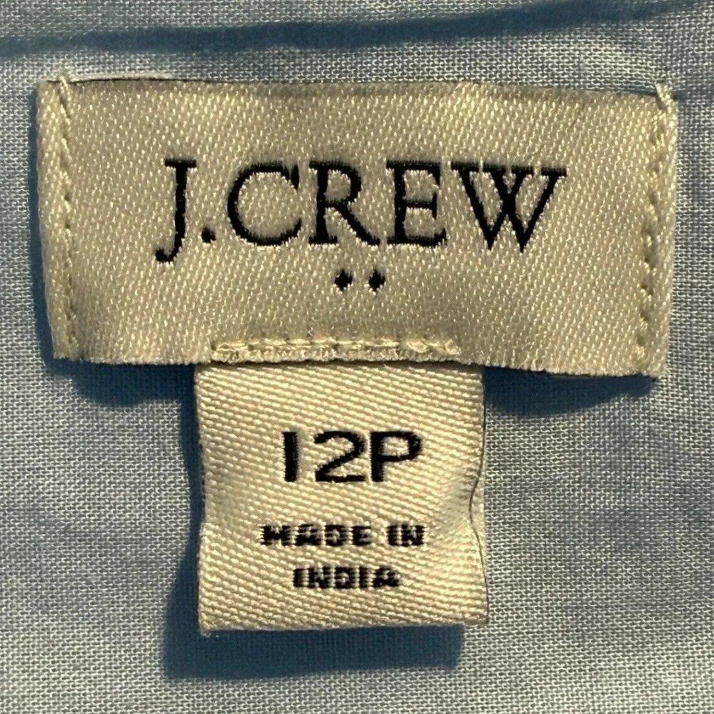 J. Crew Eyelet‎ Dress Cotton Puff Sleeve Tiered Light Blue Size 12 Petite